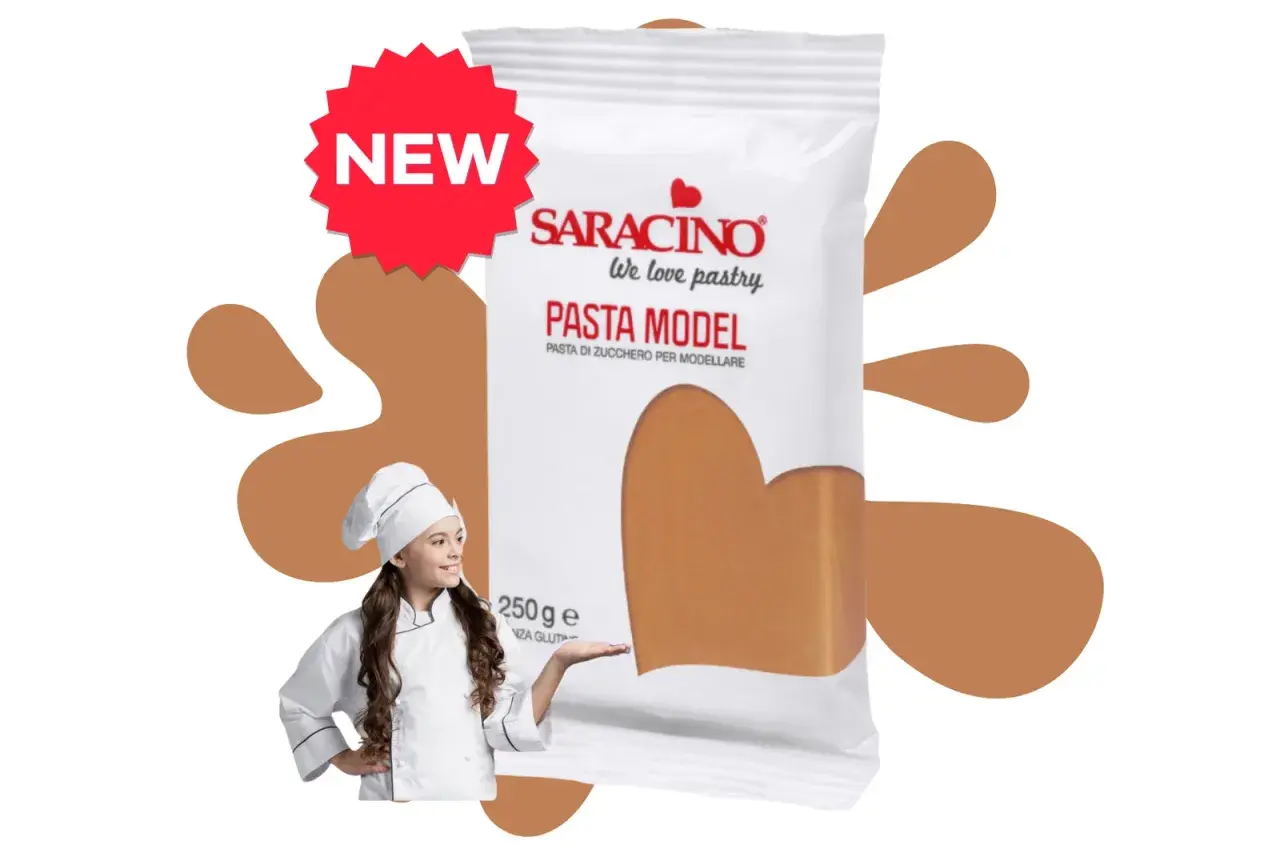 Nowa pasta modelująca Saracino w opakowaniu 250g, idealna do tworzenia cukrowych dekoracji.