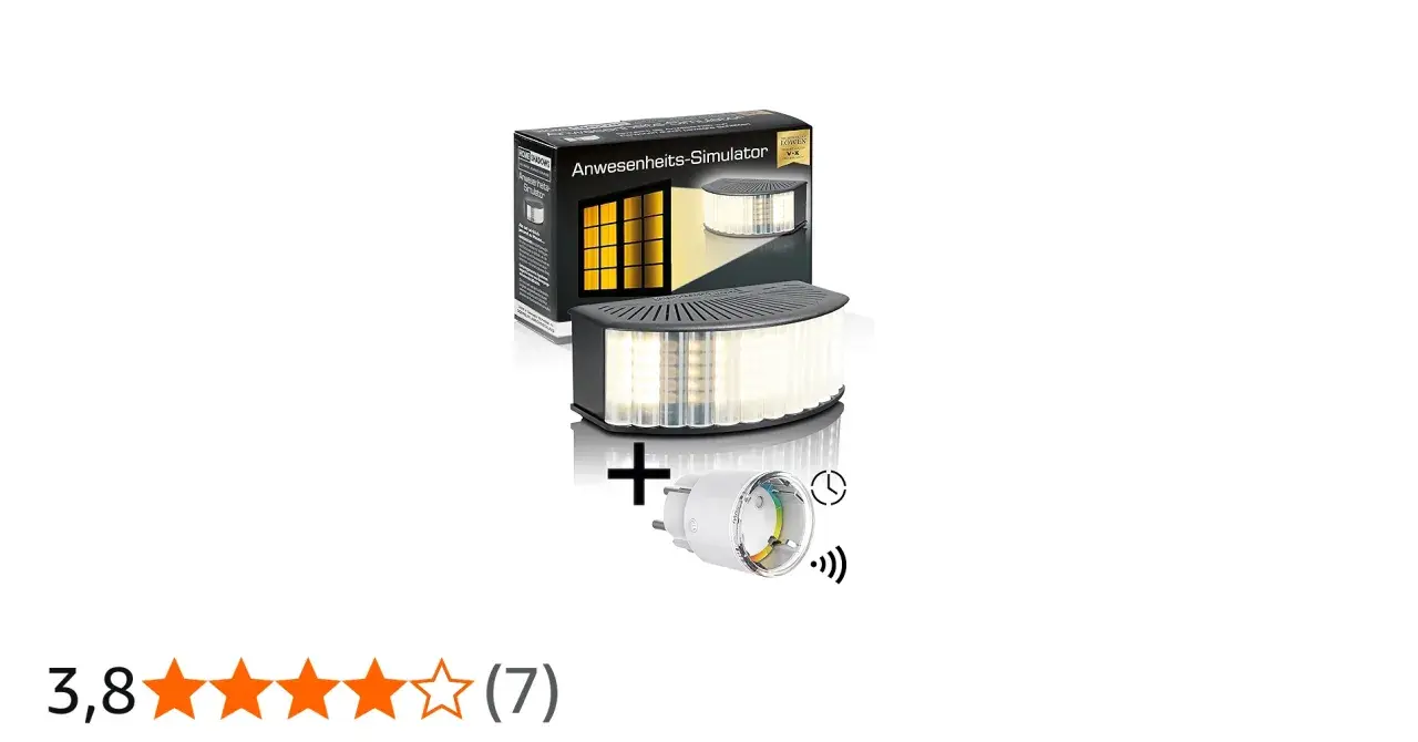 Simulador de presencia que imita luces encendidas en una ventana. Incluye enchufe inteligente con temporizador y Wi-Fi.