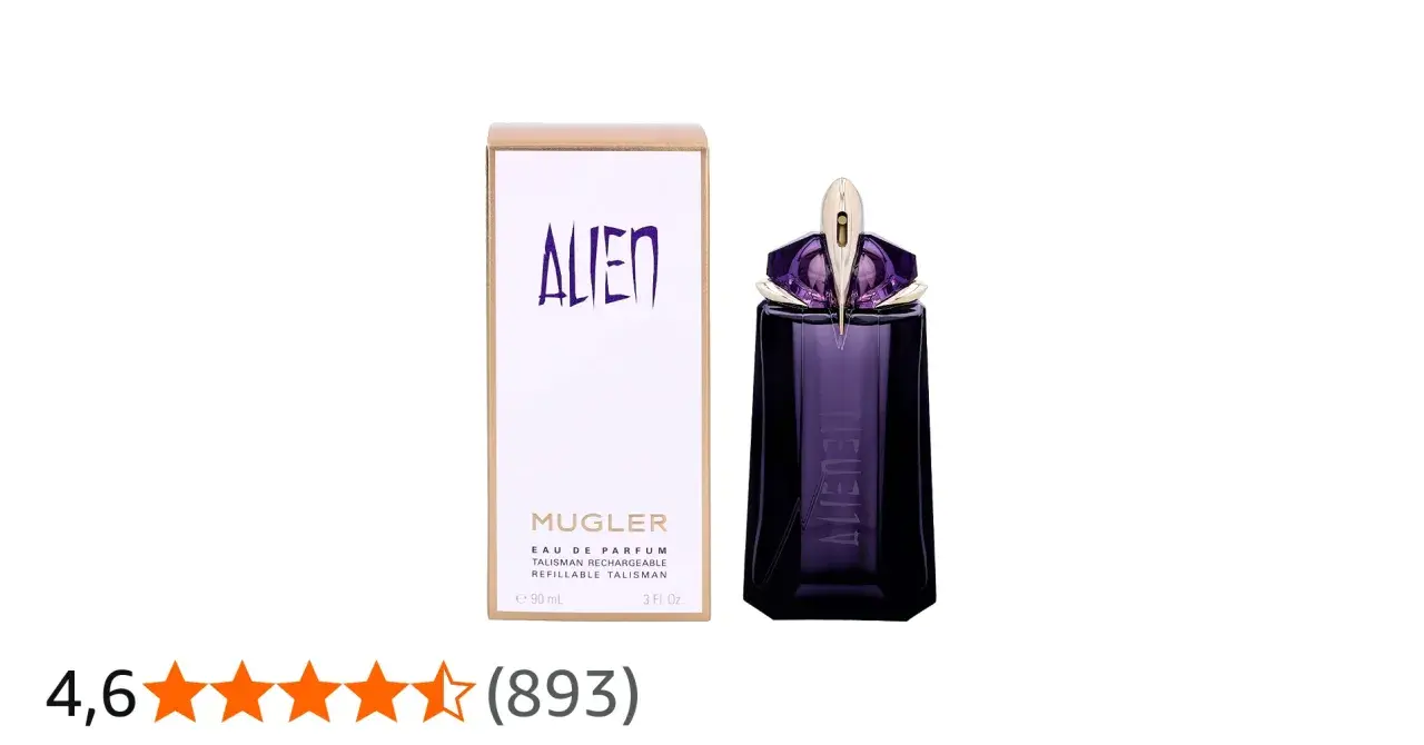 Perfumy Alien Mugler 90ml w fioletowym flakonie z pudełkiem.