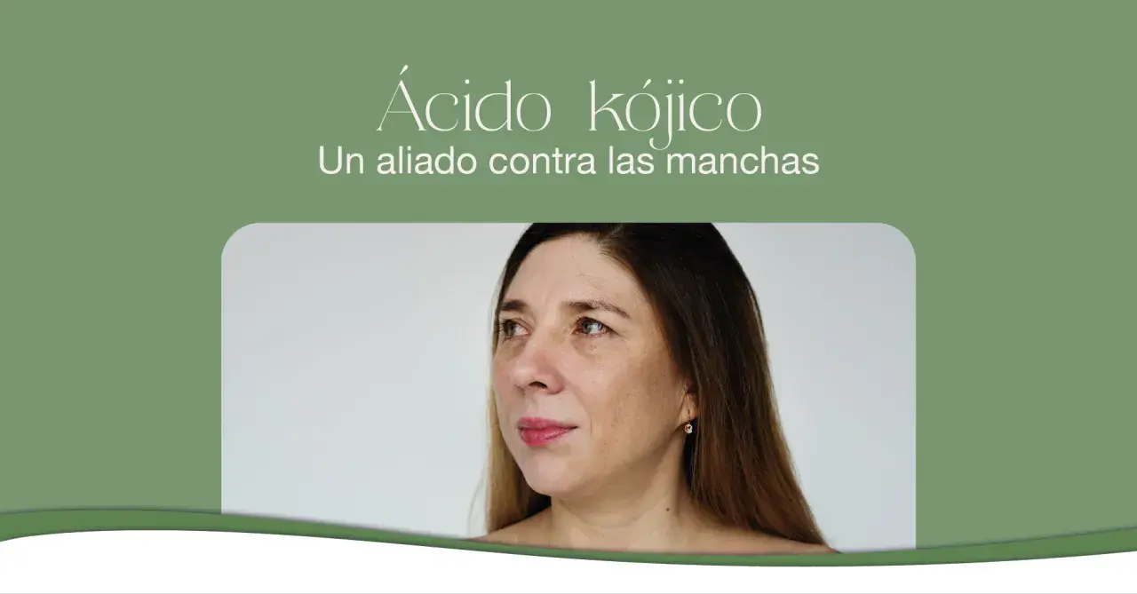 Mujer con manchas en la piel, el ácido kójico es un aliado para unificar el tono.