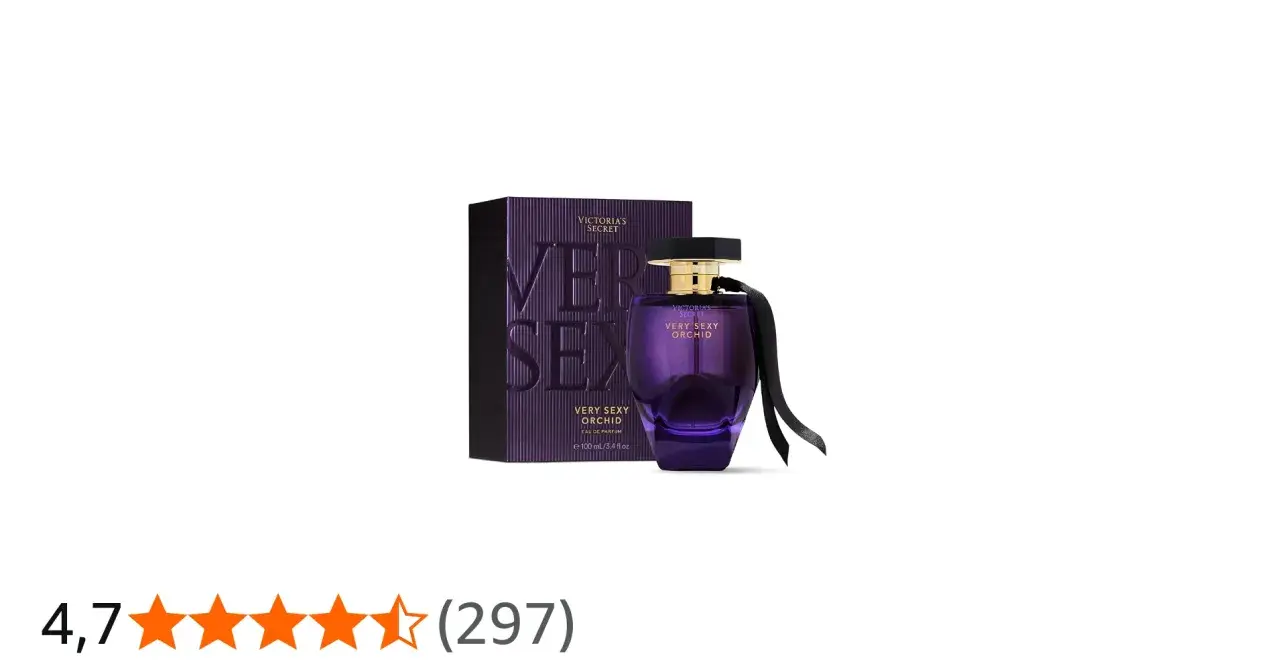 Perfum Victoria's Secret Very Sexy Orchid w fioletowym flakonie, obok pudełka z napisem "VERY SEXY". Zapach idealny na wieczorne wyjścia.