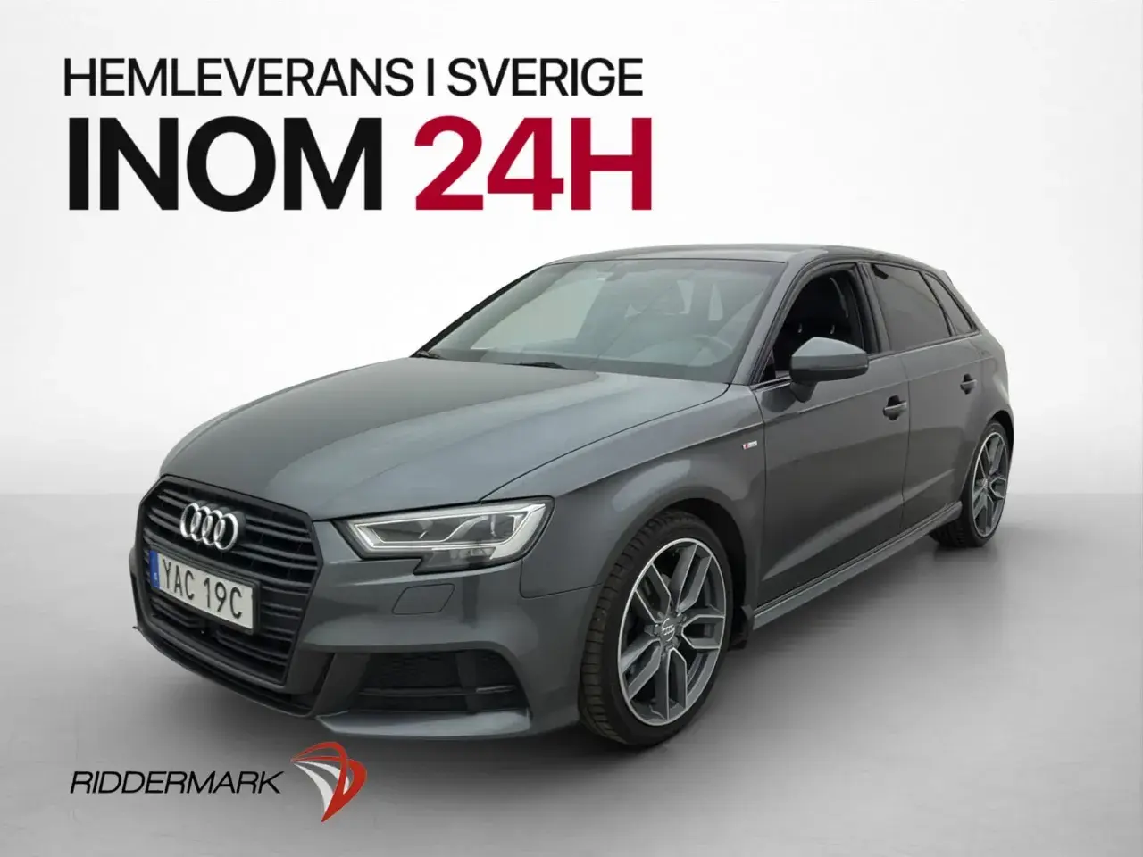Grå begagnad Audi A3 Sportback med hemleverans inom 24h i Sverige. En snygg och praktisk bil för vardagen.