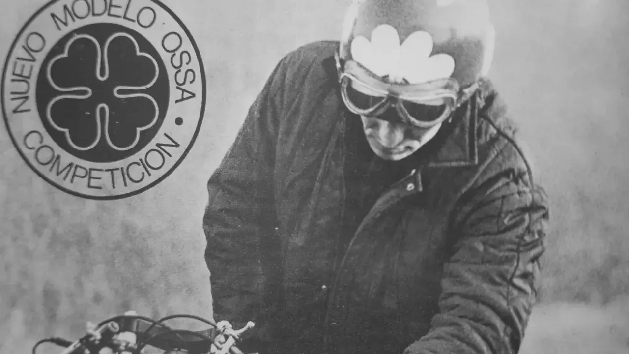 Santiago Herrero, piloto de Ossa, con casco y gafas, listo para la competición.
