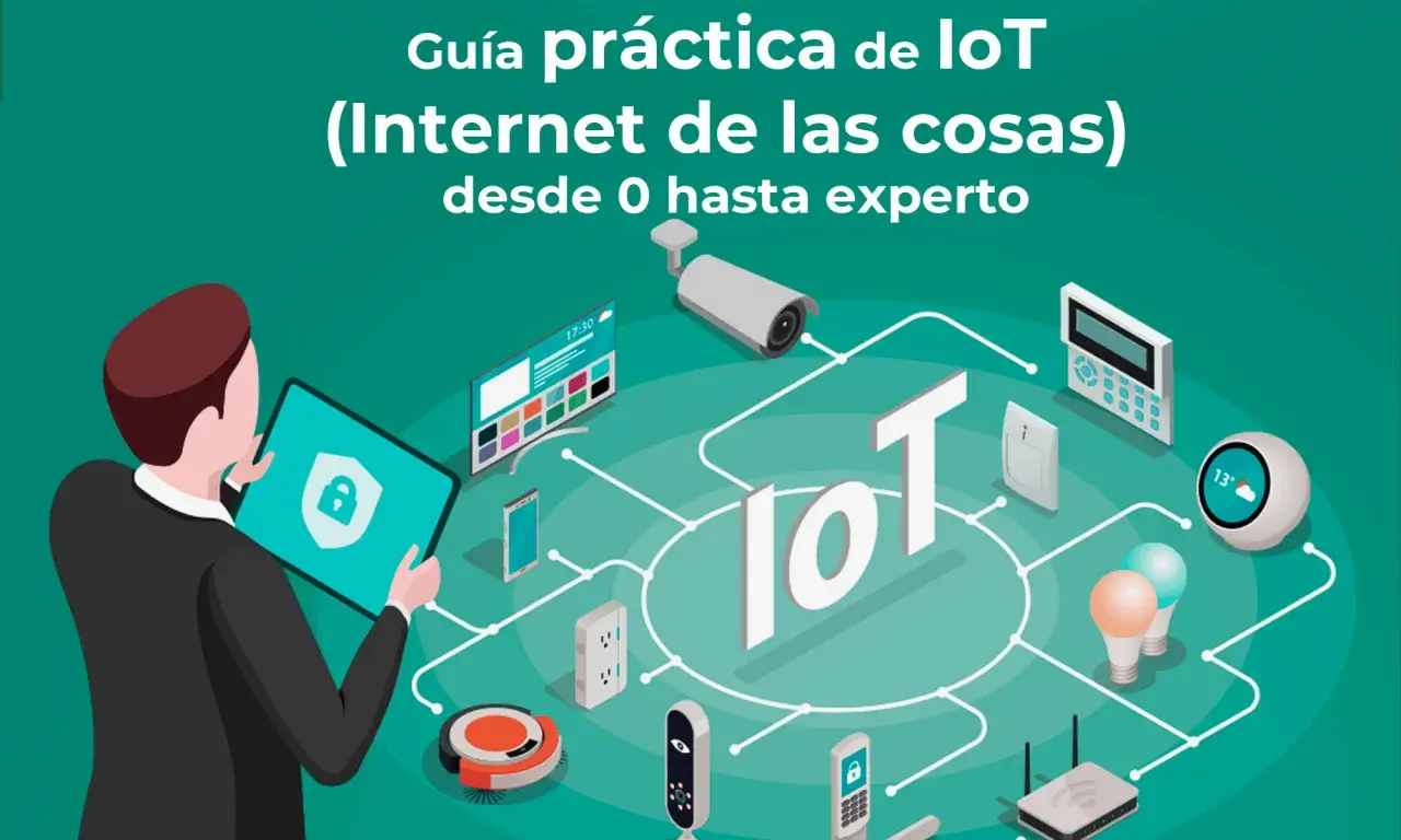 Guía práctica de IoT, explorando la historia del IoT con dispositivos conectados: cámara, termostato, bombillas, robot aspirador y más.