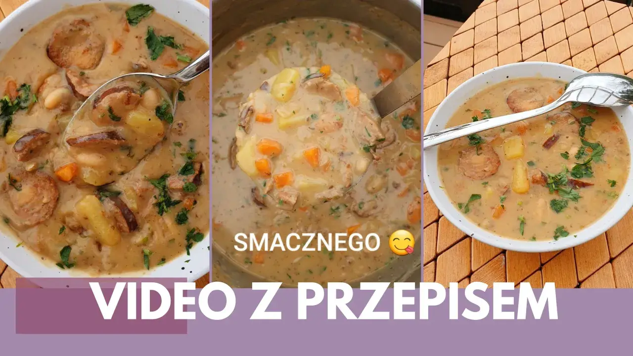 Gęsta, kremowa zupa z kiełbasą, ziemniakami i warzywami. Idealna na chłodne dni. Smacznego!