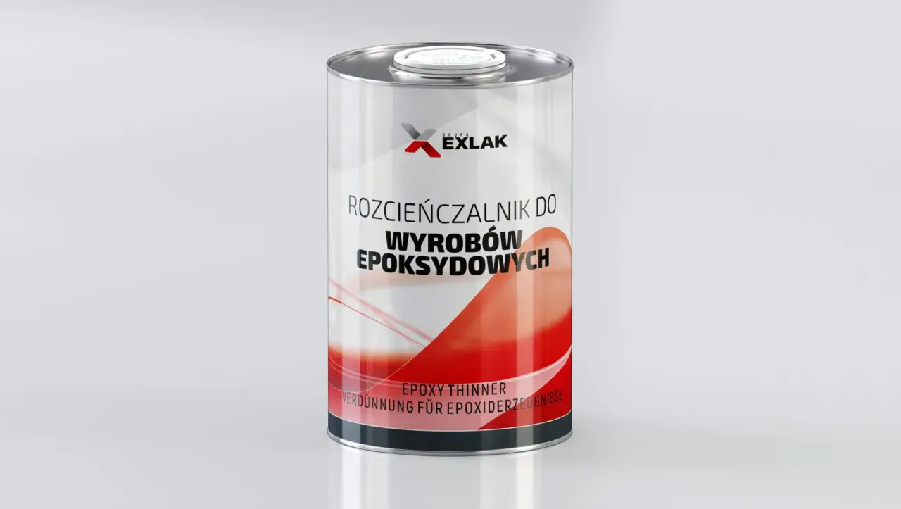 Puszka rozcieńczalnika epoksydowego EXLAK. Szukasz, czym zastąpić rozcieńczalnik epoksydowy? Ten produkt jest odpowiedzią.