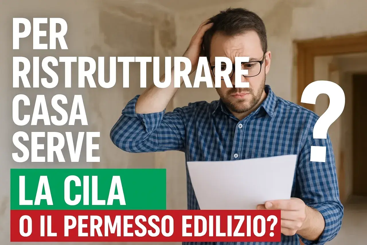 Uomo perplesso con documenti in mano, si chiede se per ristrutturare casa serve la CILA o il permesso edilizio.