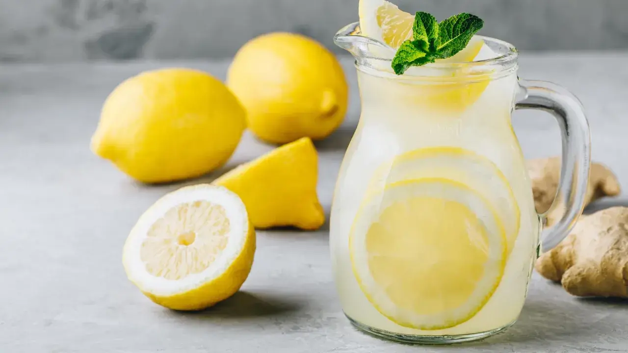 Erfrischende selbstgemachte Limonade mit Zitrone und Minze, bereit zum Genießen.