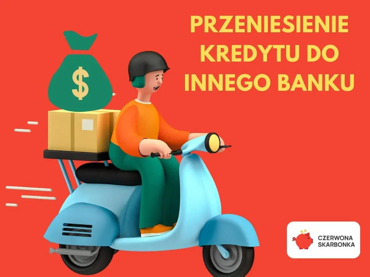 Kurier z torbą pieniędzy i paczkami na skuterze. Szybkie refinansowanie kredytu do innego banku.