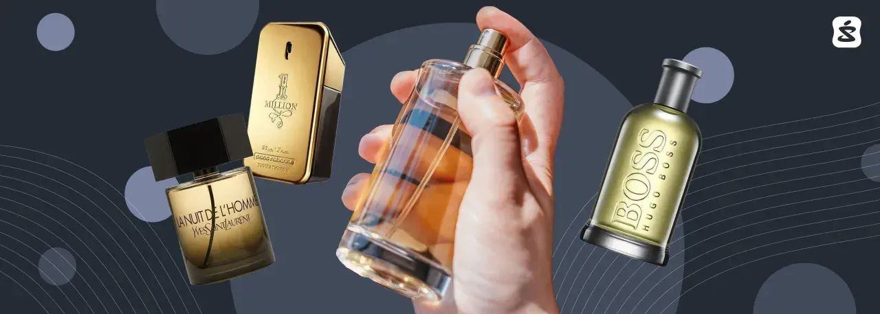 Popularne męskie perfumy: Paco Rabanne 1 Million, Yves Saint Laurent La Nuit de L'Homme i Hugo Boss.