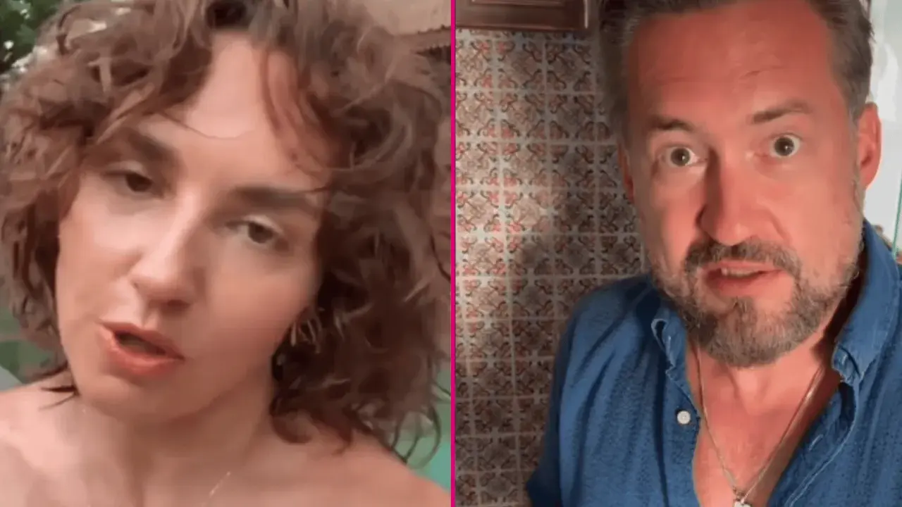 Marcin Prokop z córką, która ma kręcone włosy i patrzy wprost.