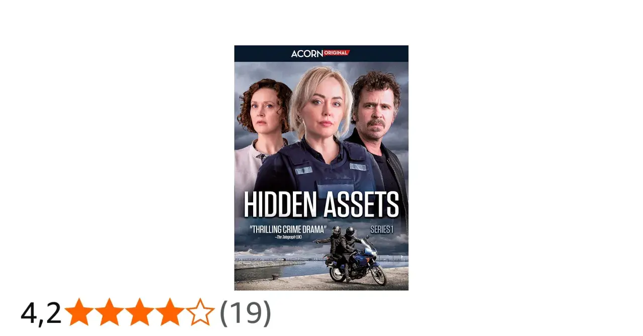 Rollistan i Hidden Assets, en spännande kriminalserie. Tre ansikten blickar ut mot oss.