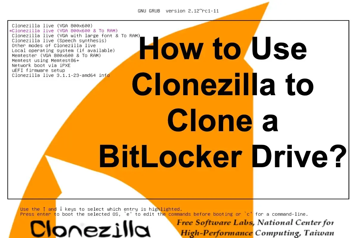 Clonezilla Live: Anleitung zum Klonen eines BitLocker-Laufwerks unter Windows 11.