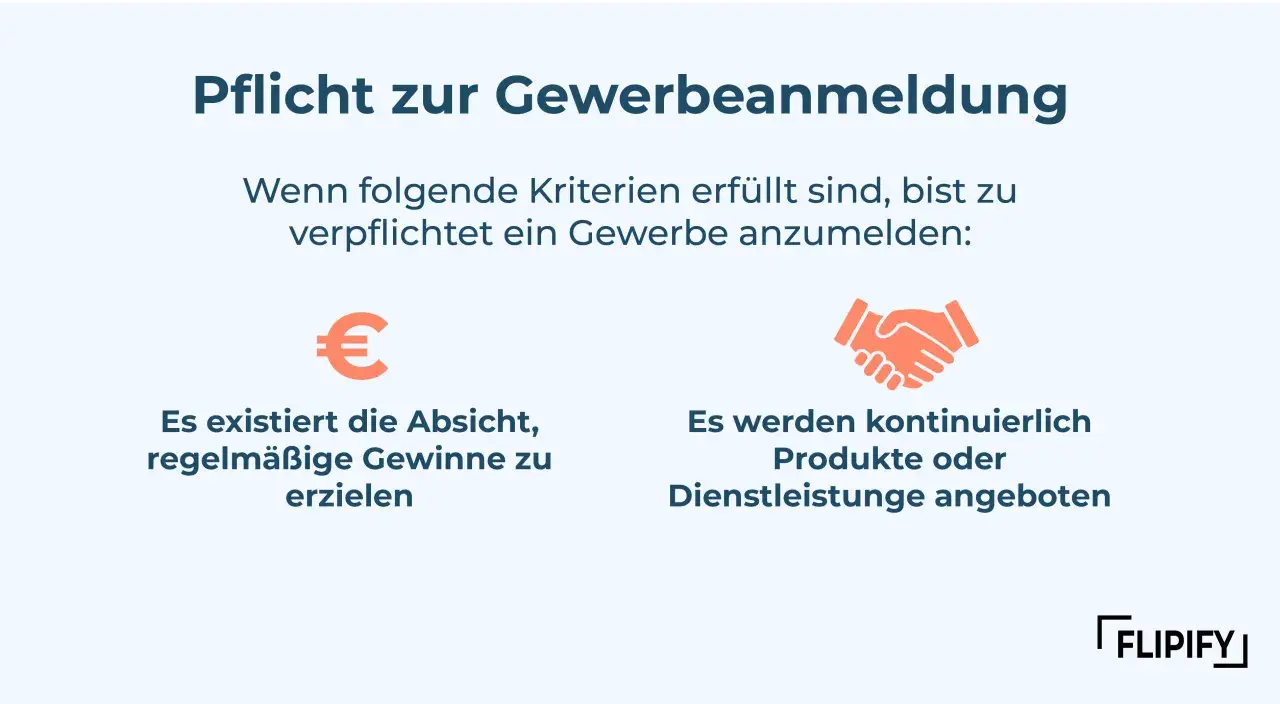 Pflicht zur Gewerbeanmeldung: Gewinne erzielen und Dienstleistungen anbieten sind Kriterien für eine Gewerbeanmeldung, auch für eine GmbH.