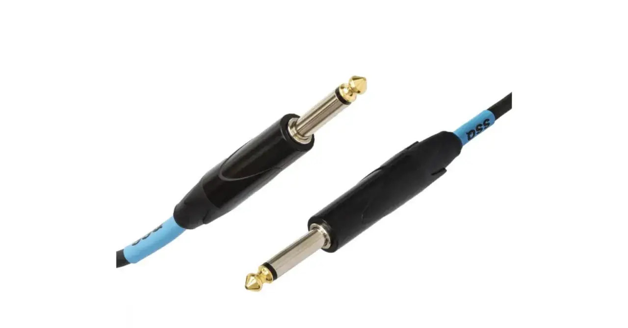 Dwa wtyki jack 6,3 mm z pozłacanymi końcówkami, idealne jako kabel do gitary elektrycznej.