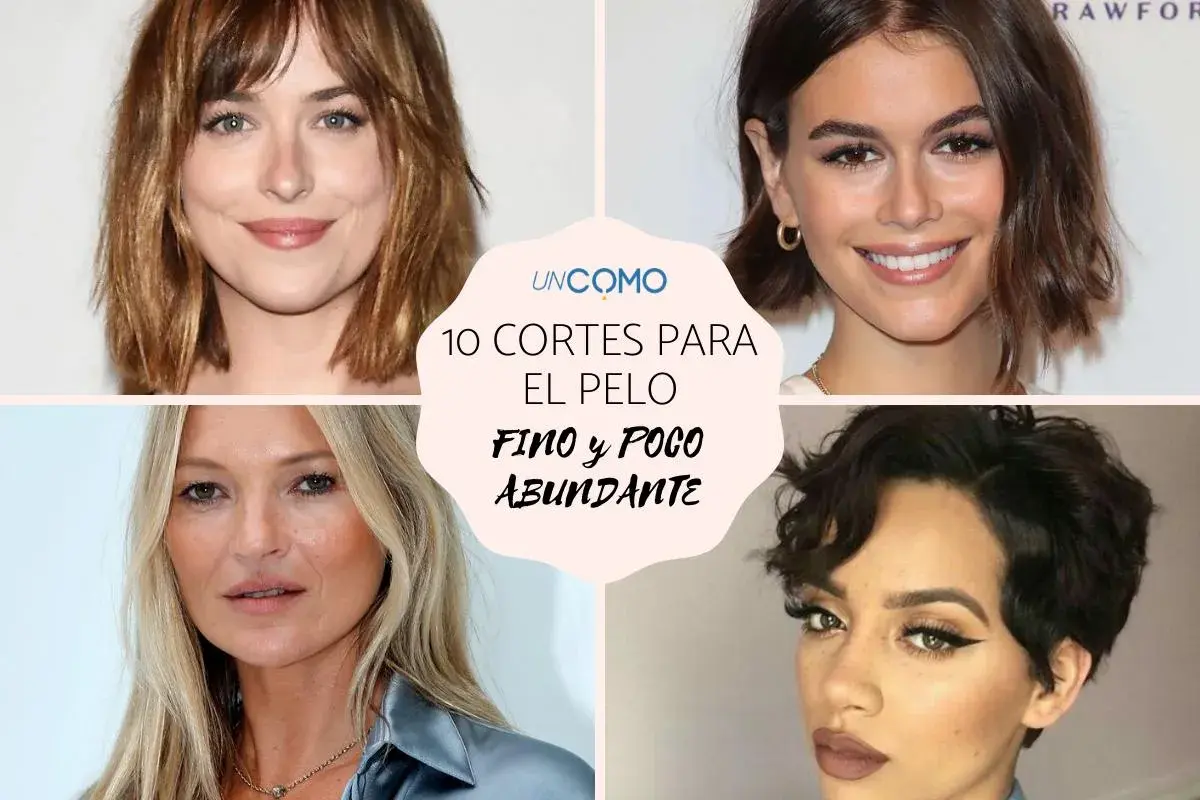 Cuatro mujeres con diferentes cortes de pelo, ideales para pelo fino y sin volumen.