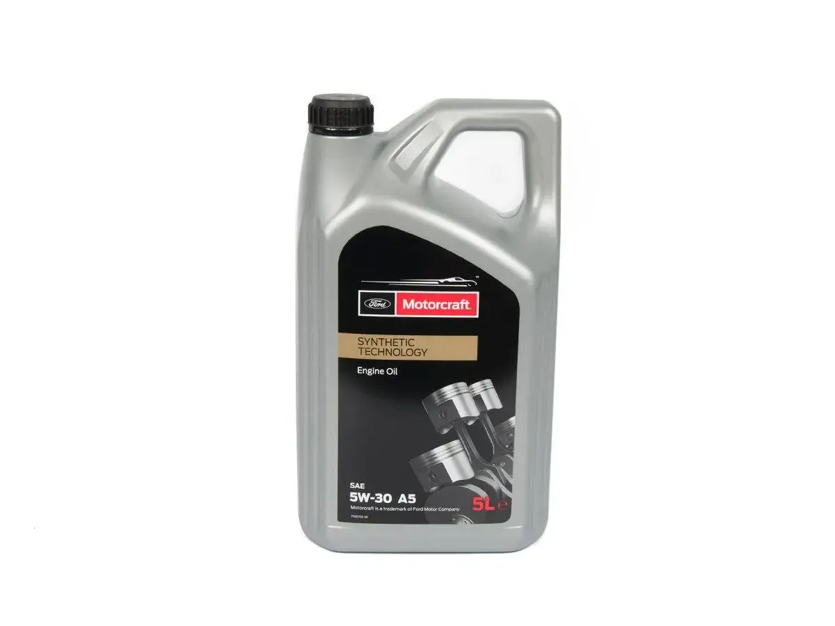 Olej silnikowy Motorcraft 5W-30 A5 w 5-litrowej butelce.