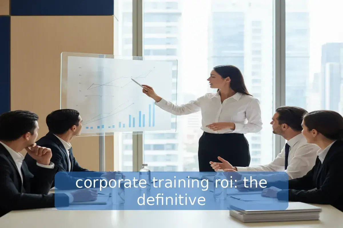 A trainer presents a graph to a group during corporate executive training, discussing the definitive ROI.