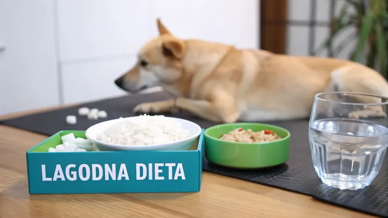 Łagodna dieta dla psa: ryż, gotowane mięso i woda. Gdy pies ma wymioty, takie jedzenie pomoże mu wrócić do formy.