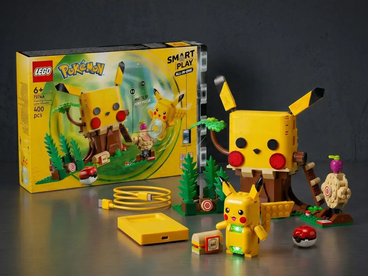 LEGO Pokémon 2026: Ein interaktives Pikachu-Trainingshaus aus 400 Teilen, inklusive Pikachu-Figur mit Lichteffekten und Zubehör.