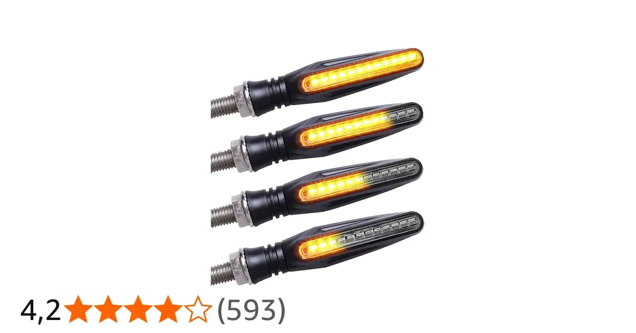 Quattro frecce led moto con luce ambra, perfette per dare un tocco moderno e sicuro alla tua moto.