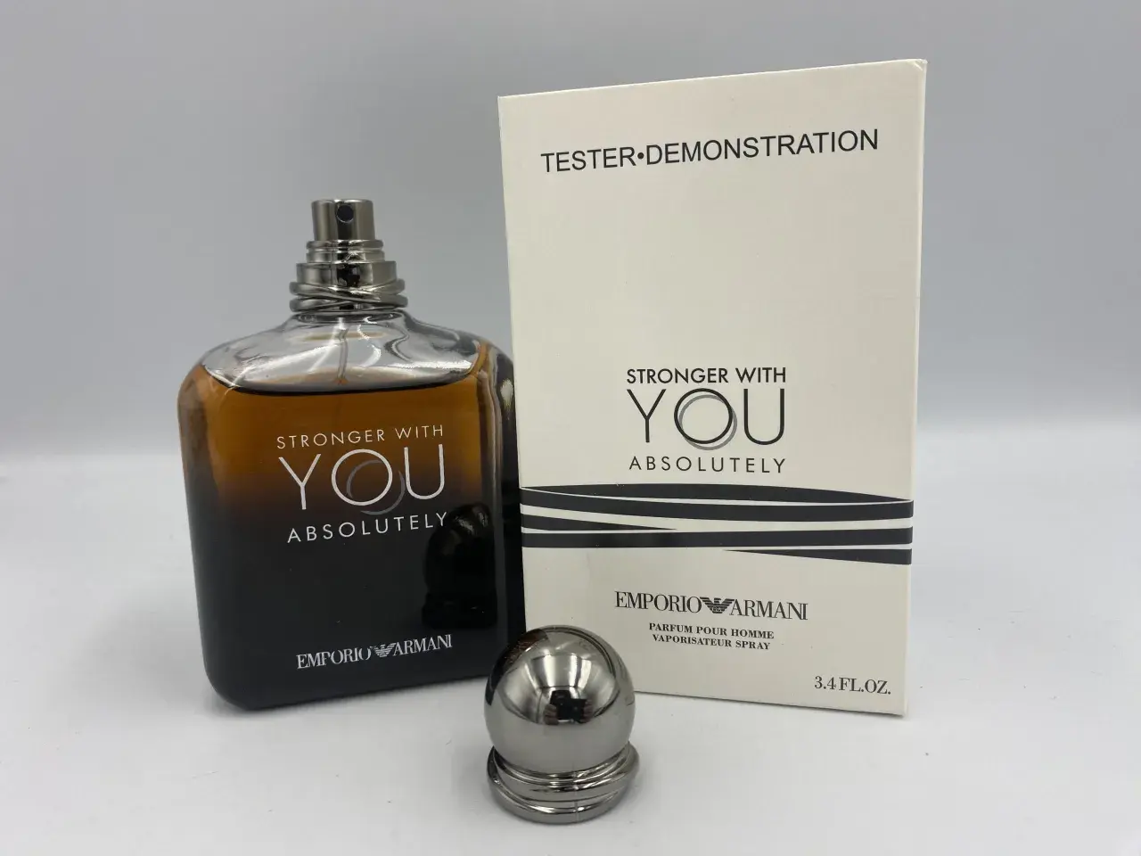 Perfum Emporio Armani Stronger With You Absolutely, flakon i pudełko tester.