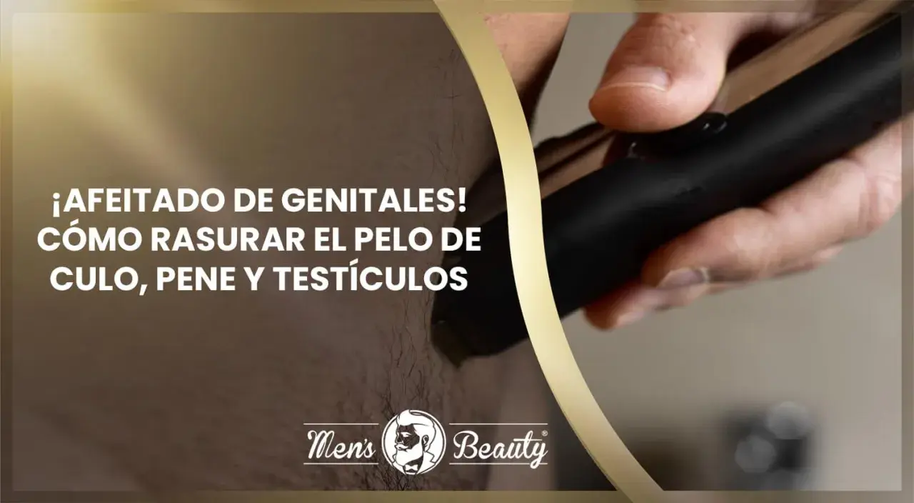 Guía para depilarse el culo, pene y testículos. Un hombre usa una recortadora para el afeitado íntimo.