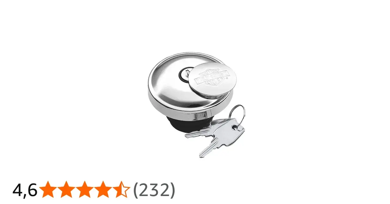 Tappo serbatoio Harley Davidson cromato con logo e chiavi.