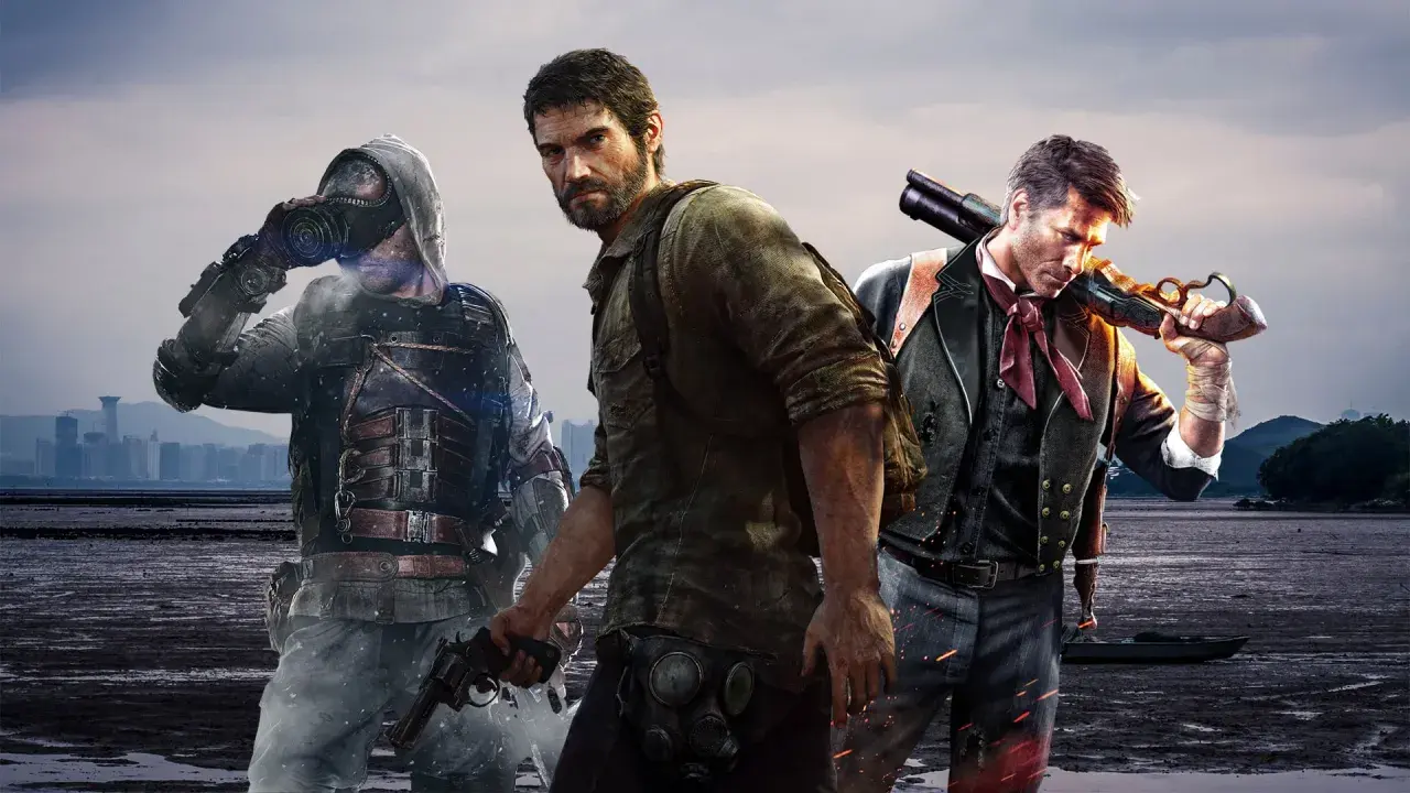 Trzech bohaterów w postapokaliptycznym świecie, przypominających klimatem gry podobne do The Last of Us.