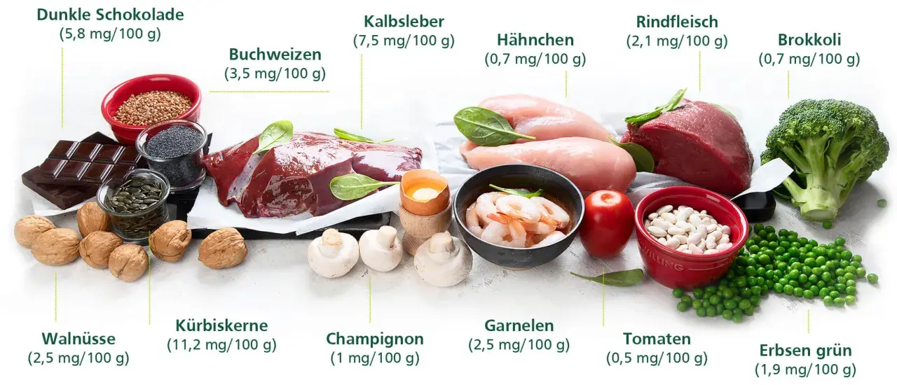 Lebensmittel mit viel Eisen: Kalbsleber, Kürbiskerne, Buchweizen, Rindfleisch, Walnüsse, dunkle Schokolade. Was tun gegen Eisenmangel? Diese Lebensmittel helfen!