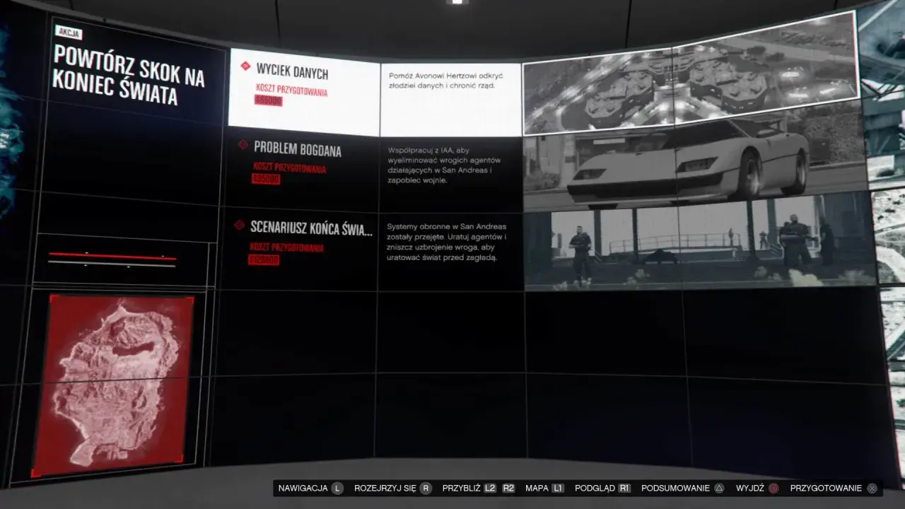 Wybierz jedną z misji GTA 5: "Wyciek danych", "Problem Bogdana" lub "Scenariusz końca świata".
