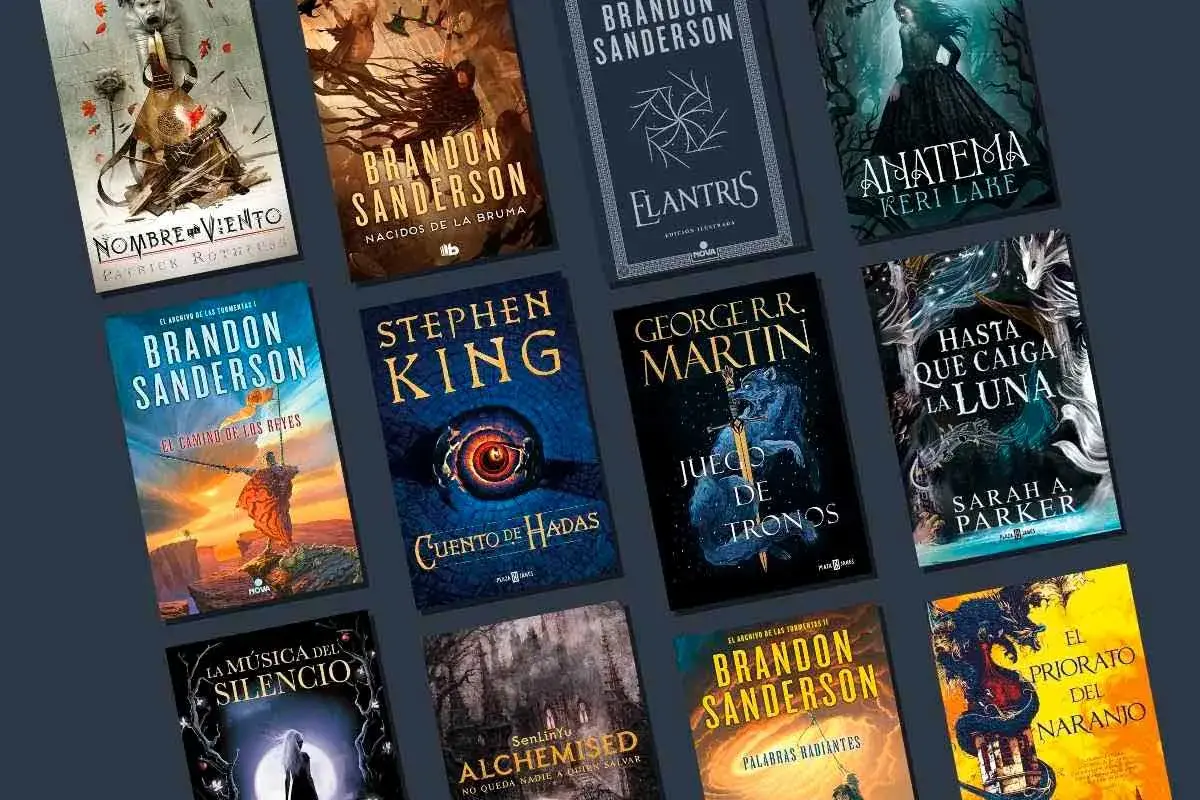 Colección de libros de sagas de fantasía: Brandon Sanderson, George R.R. Martin, Stephen King y más.