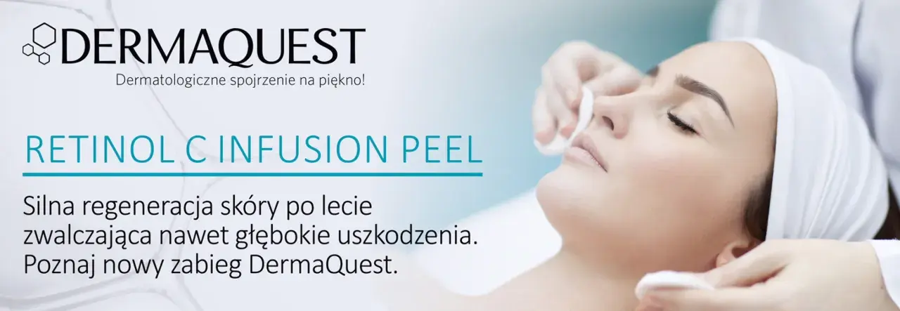 Zabieg DermaQuest z retinolem dla silnej regeneracji skóry. Pomaga w kontroli lipidów i walce z uszkodzeniami.