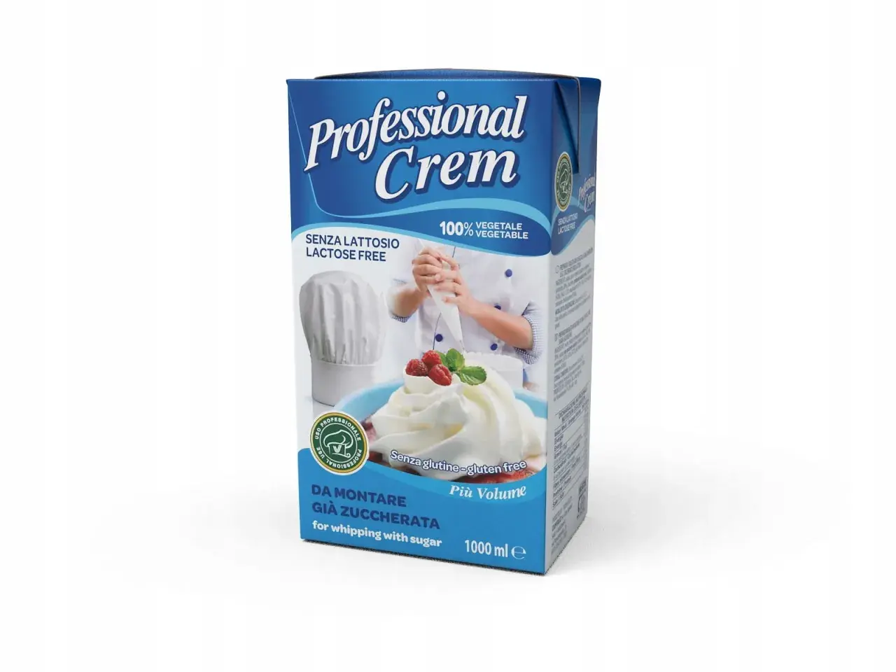 Wielofunkcyjna śmietana roślinna 31% Professional Crem, bez laktozy i glutenu, idealna do deserów. Gdzie kupić? Sprawdź opakowanie!