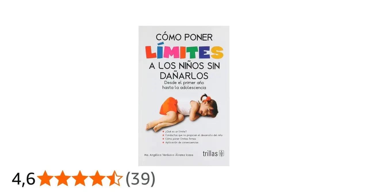 Libro "Cómo poner límites a los niños sin dañarlos" con imagen de un niño de 7 años recostado.