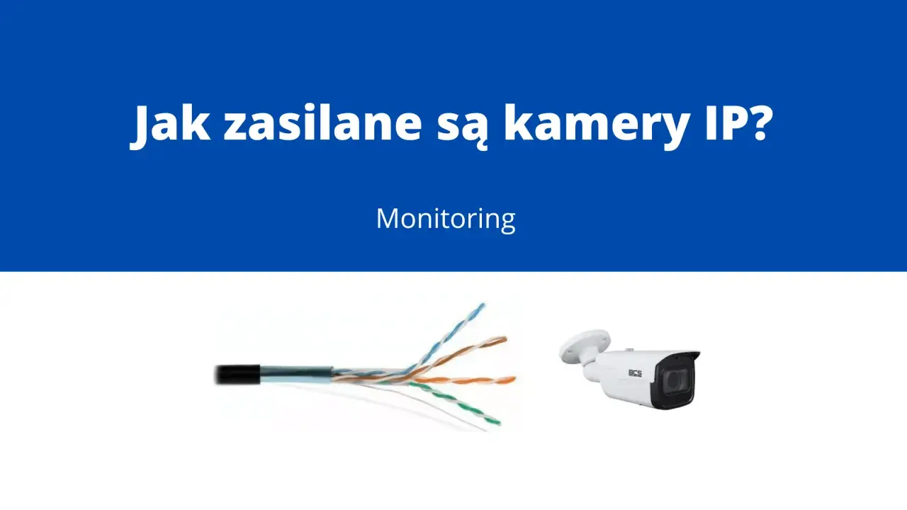Zasilanie kamery wifi: przewód sieciowy i biała kamera IP BCS.
