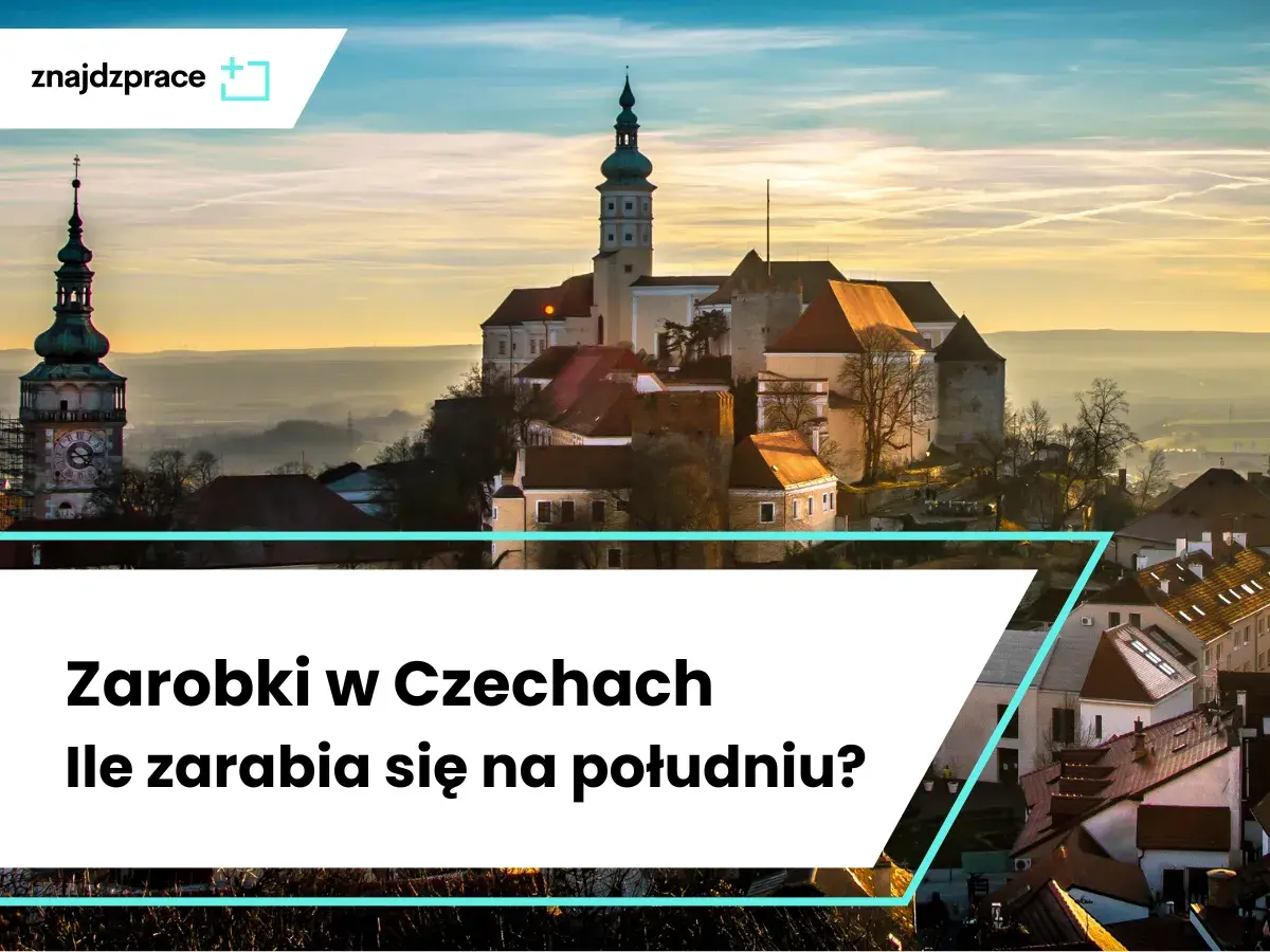 Zarobki w Czechach: malowniczy widok na miasto i pytanie o zarobki na południu kraju.
