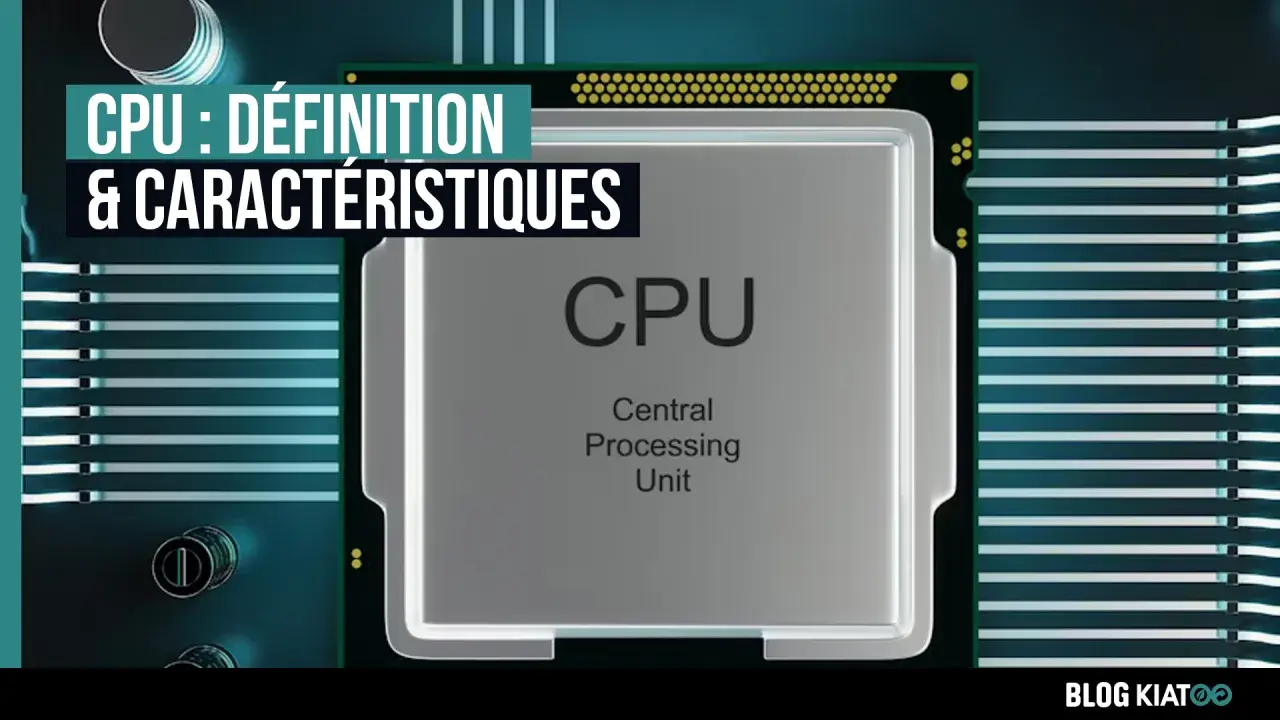 Vue rapprochée d'une architecture CPU, le cœur de l'ordinateur, avec des connexions lumineuses.