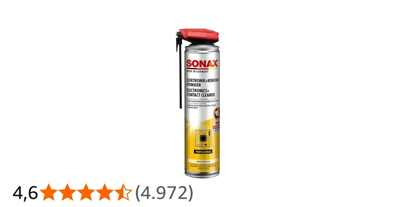 Spray Sonax per pulire contatti elettrici, ideale per elettronica e contatti professionali. Protegge dalla corrosione.
