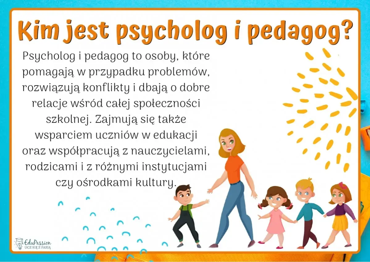 Psycholog i pedagog wspierają dzieci w przedszkolu, rozwiązując problemy i dbając o dobre relacje.