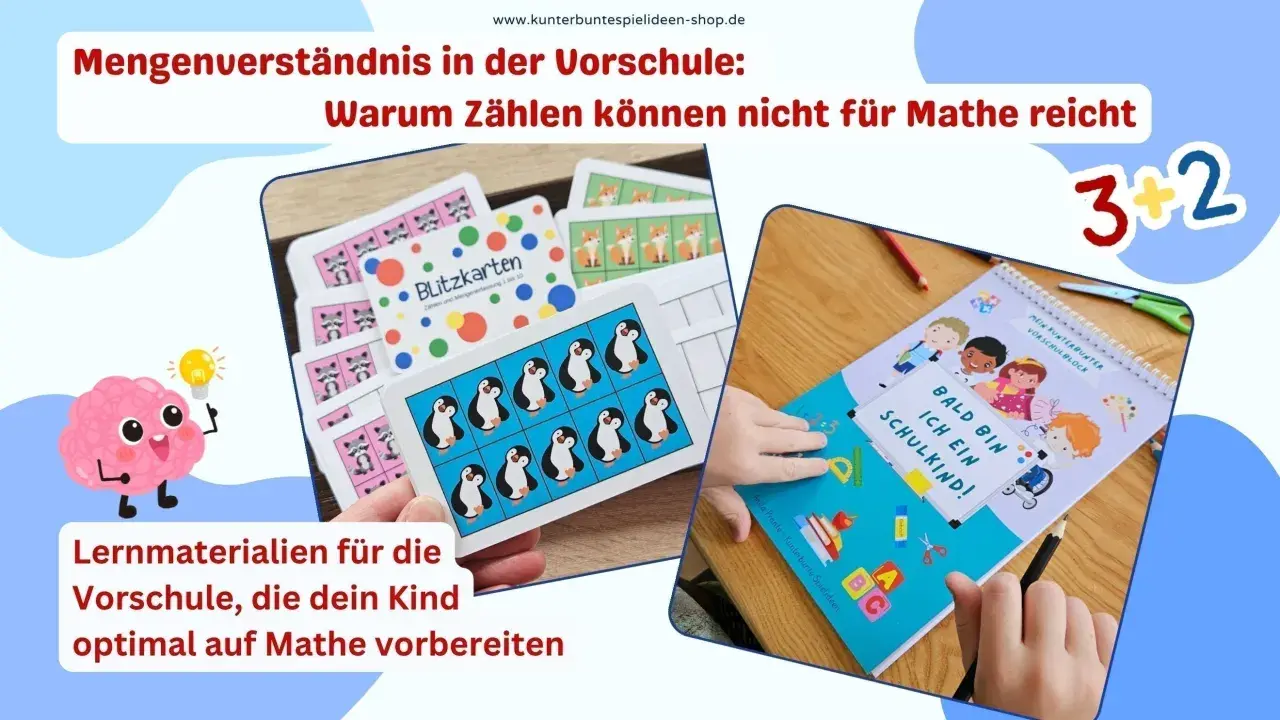 Lernkarten mit Pinguinen und Waschbären zeigen die Kraft der 5. Ein Vorschulblock bereitet Kinder auf die Schule vor.