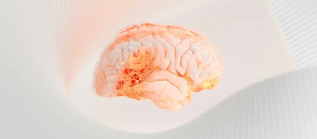 En lysande hjärna med glödande områden, som symboliserar effekten av serotonin medicin.