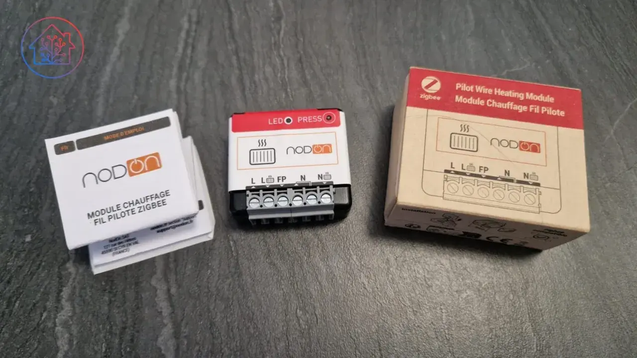 Module nodon sin-4-1-20 pour chauffage fil pilote Zigbee, avec notice et emballage.