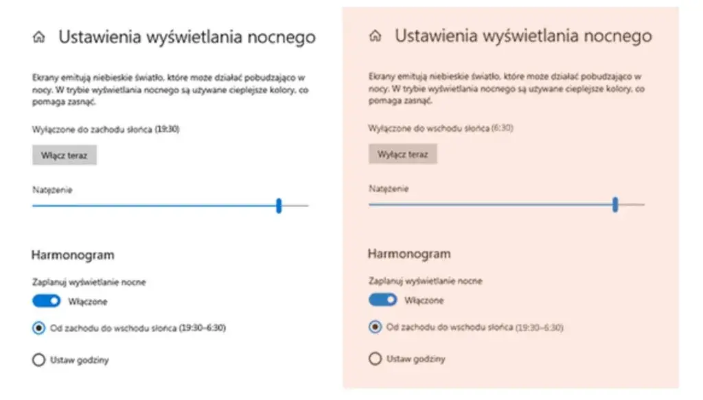 Wyświetlanie nocne Windows 10: Jak włączyć filtr niebieskiego światła?