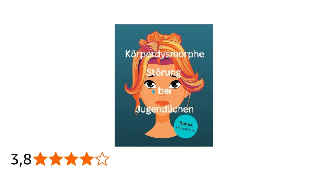 Illustration einer weinenden Jugendlichen mit der Aufschrift "Körperdysmorphe Störung bei Jugendlichen". Hilft bei der Bewältigung von Körperbildproblemen.