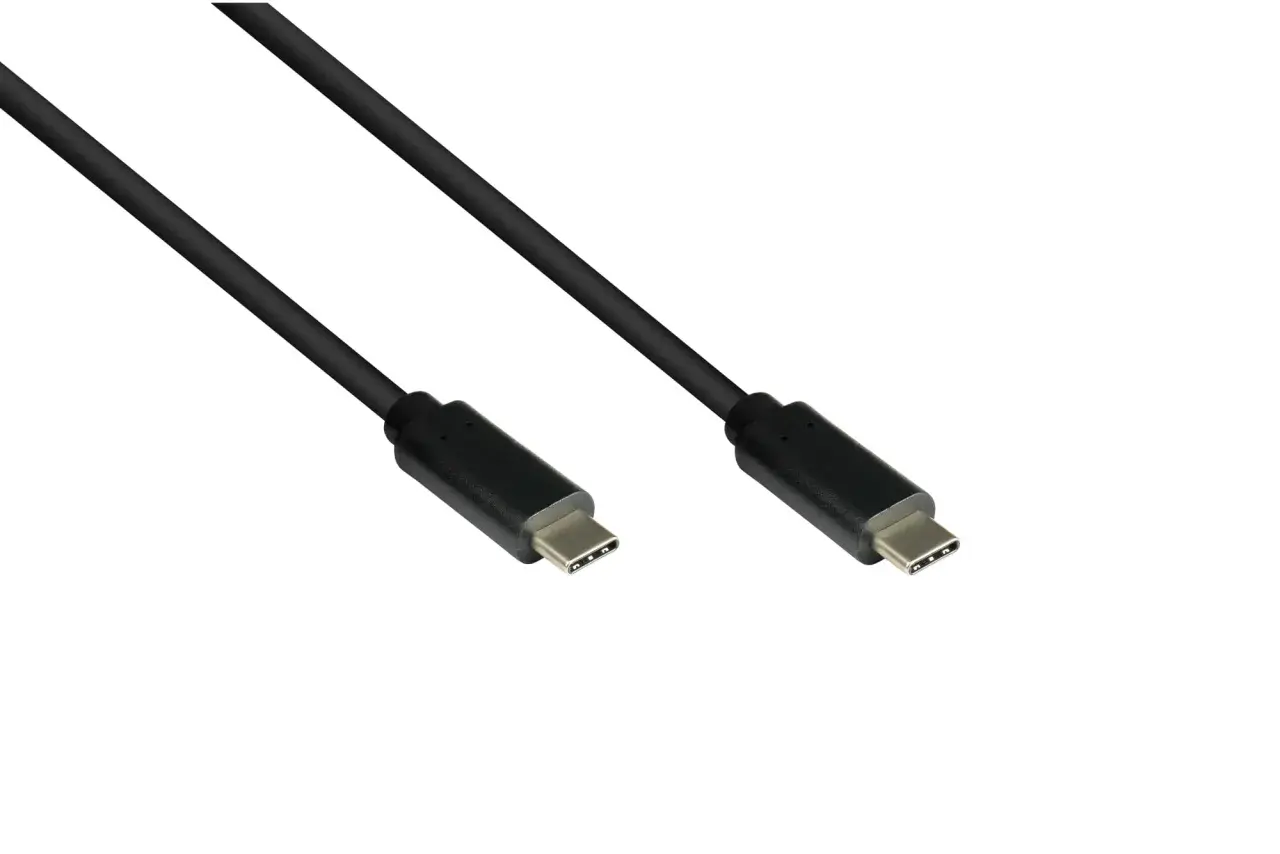 Zwei schwarze USB-C-Kabel mit Stecker, bereit für USB 3.1 Gen 2 Speed.