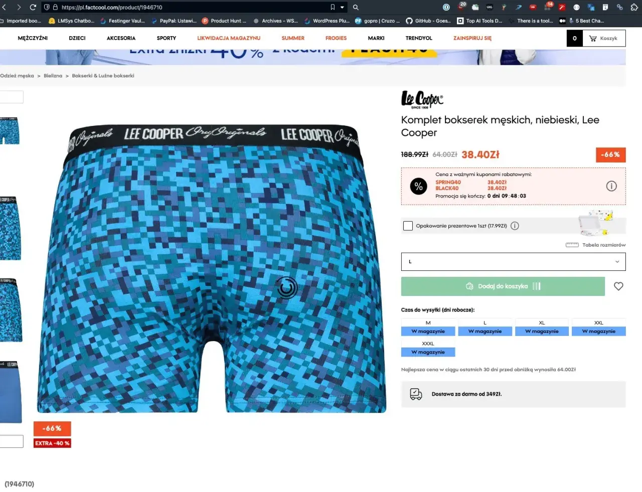 Niebieskie bokserki męskie Lee Cooper w pikselowy wzór, dostępne w sklepie factcool. Idealne na co dzień.