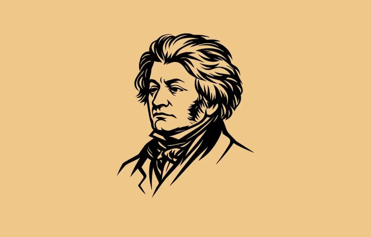 Portret mężczyzny z burzą włosów, symbolizujący początek romantyzmu w Polsce.