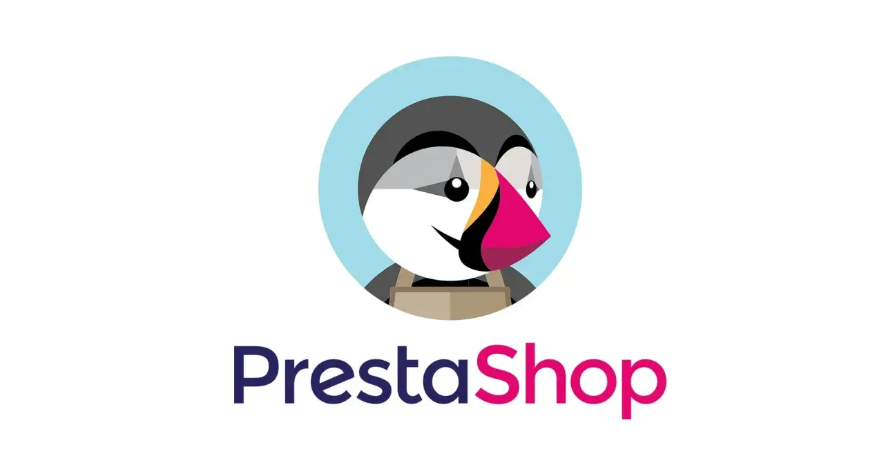 Logo de PrestaShop con un pingüino sonriente. Descubre como funciona PrestaShop para tu tienda online.