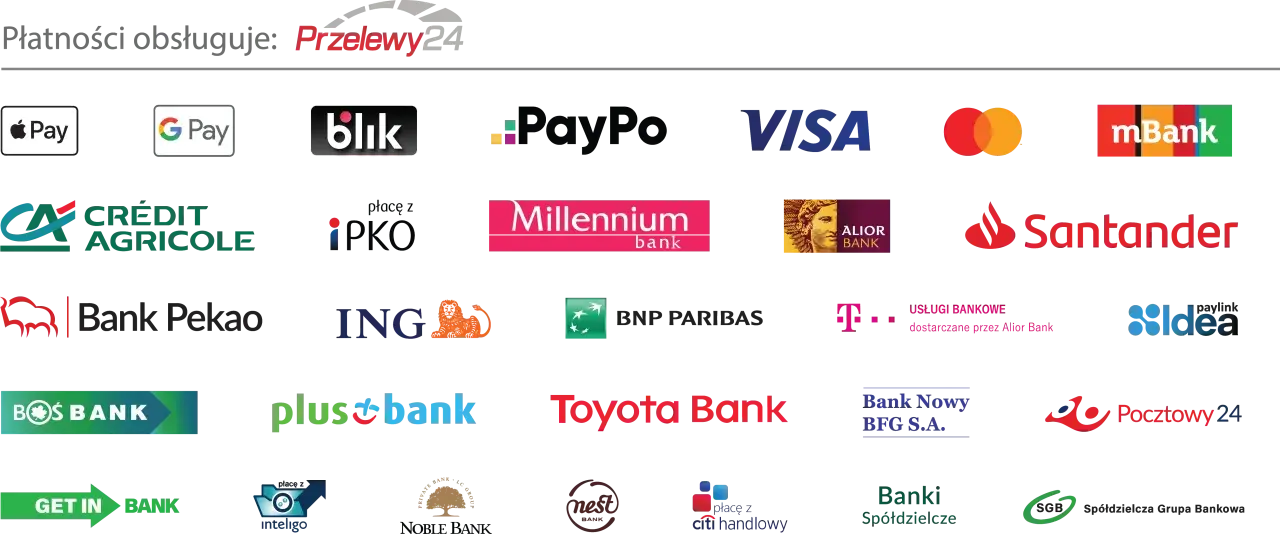 Logo Maxi Zoo obsługuje płatności PayPo, Visa, Mastercard, mBank, Santander, Blik i inne.